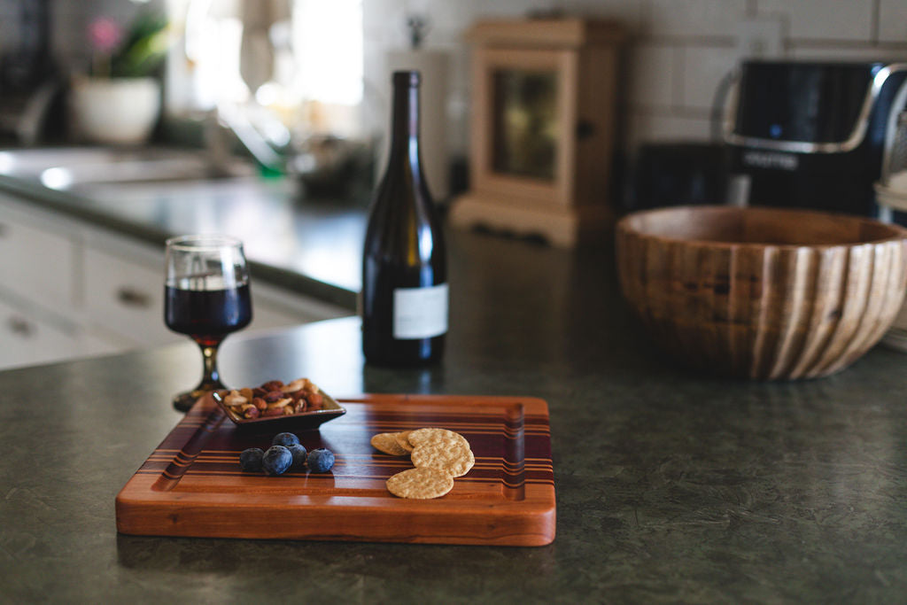 12"x 12"x 1" Merlot Series: Walnut Edge Grain Cutting Board
